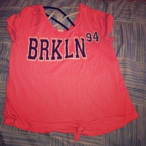 Girl pink and black and white Brooklyn shirt